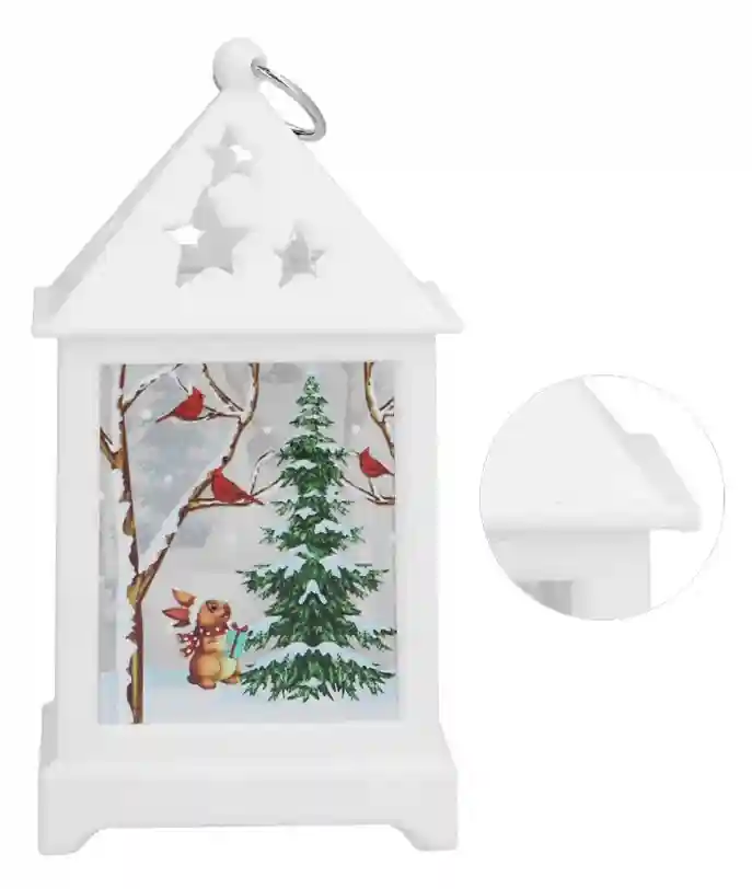 Декоративный рождественский фонарь – Снеговик и ёлочка