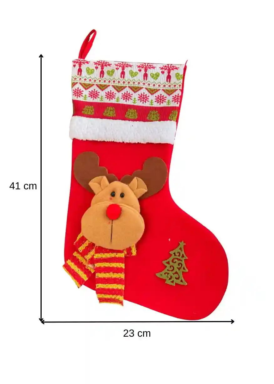 Cizmulita decorativa Craciun – Ren cu fular galben-rosu