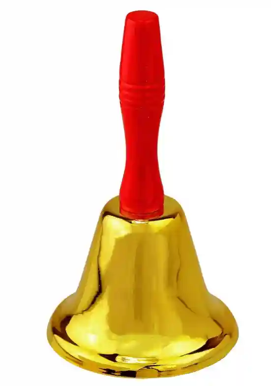 Clopotel decorativ metalic cu maner rosu – 18 cm