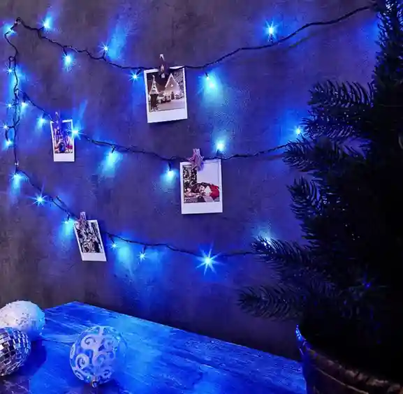 Ghirlanda Luminoasa LED 50 Becuri, Albastra, 5m, Fir Negru