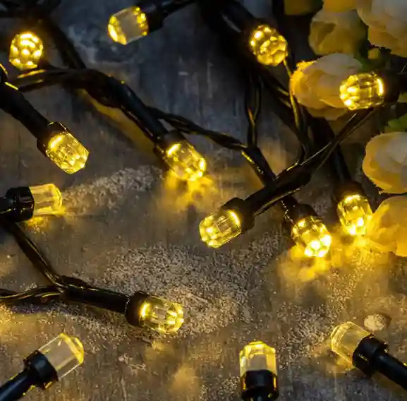 Ghirlanda LED CRYSTAL, 100 LED-uri, 8 functii de iluminare, Galben Cald