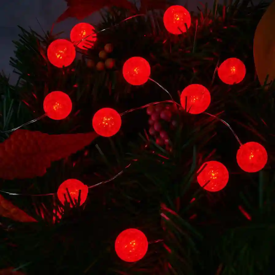 Ghirlanda Ploita cu Bile Decorative, 2.5 m, 100 LED-uri Rosie