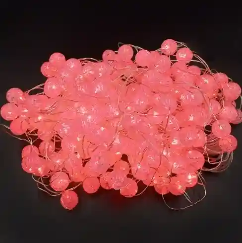 Ghirlanda Ploita cu Bile Decorative, 2.5 m, 100 LED-uri Rosie