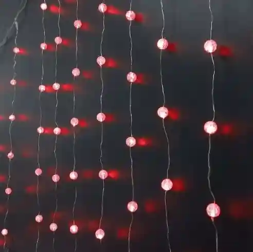 Ghirlanda Ploita cu Bile Decorative, 2.5 m, 100 LED-uri Rosie