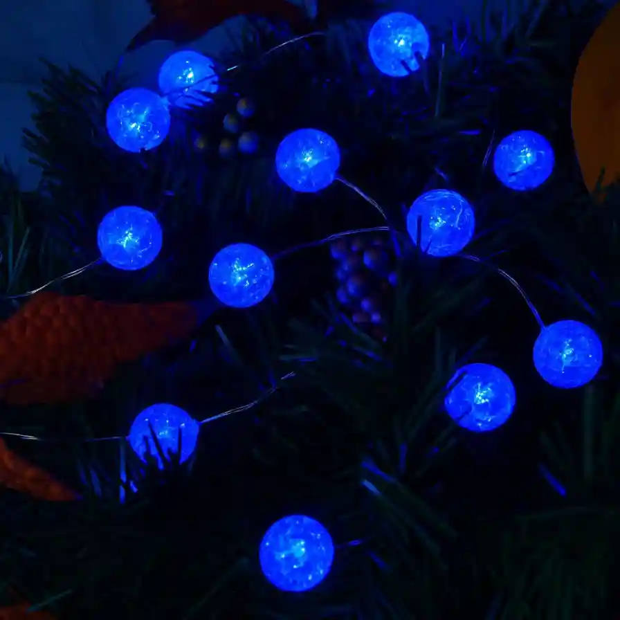 Ghirlanda Ploita cu Bile Decorative, 2.5 m, 100 LED-uri Albastre