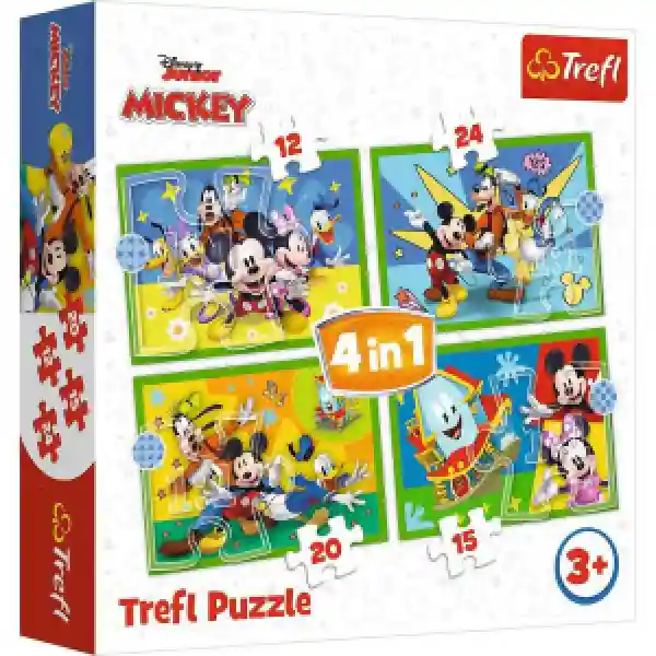 Trefl 34616 Puzzles - 4in1 - Among the friends / Disney Mickey Mouse