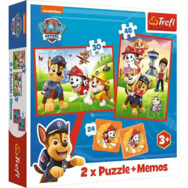Trefl 93337 Puzzles - 2in1 + memos - PAW Patrol team in action / Viacom PAW Patrol
