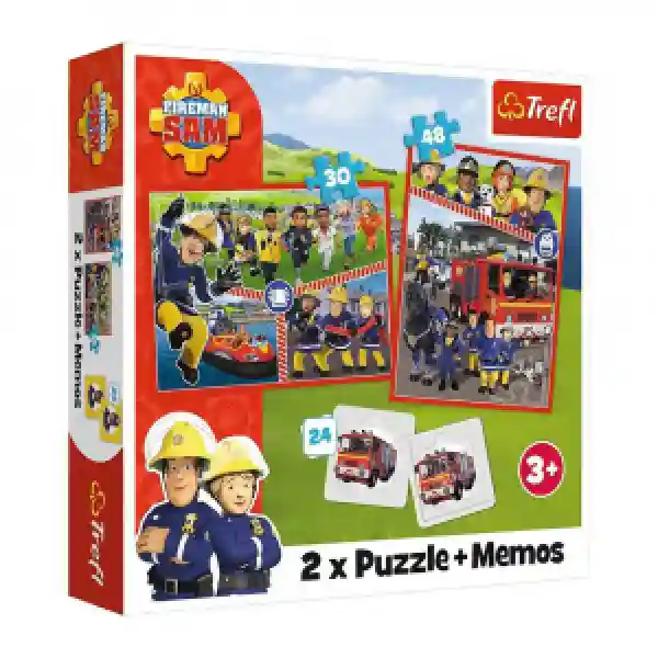 Trefl 93334 Puzzles - 2in1 + memos - Fireman Sam's team