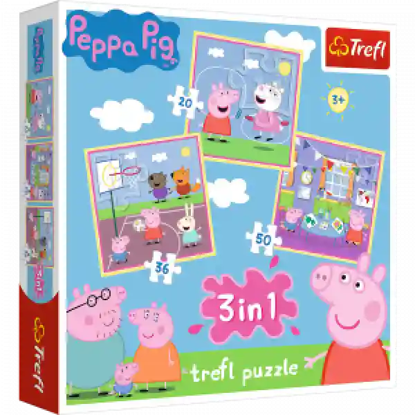 Trefl 34813 Puzzles- 3in1- Playing at school   Peppa Pig