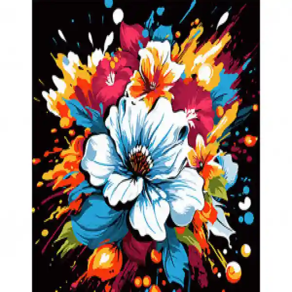 Pictura pe numere AV4040-40 Квітковий вибух fon negru 40х40см