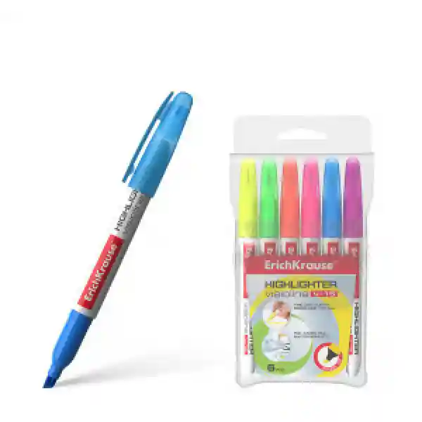 Set markere text 30971 6 cul. ErichKrause Visioline V-15, ink color: orange, pink, yellow, green, blue, violet (pouch)
