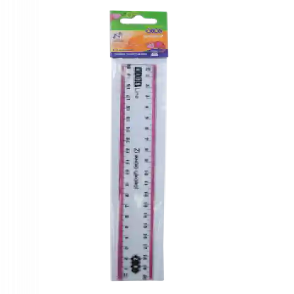 Rigla plastic 20Cm, With A Pink Stripe, Blister ZB.5610-10 (48)