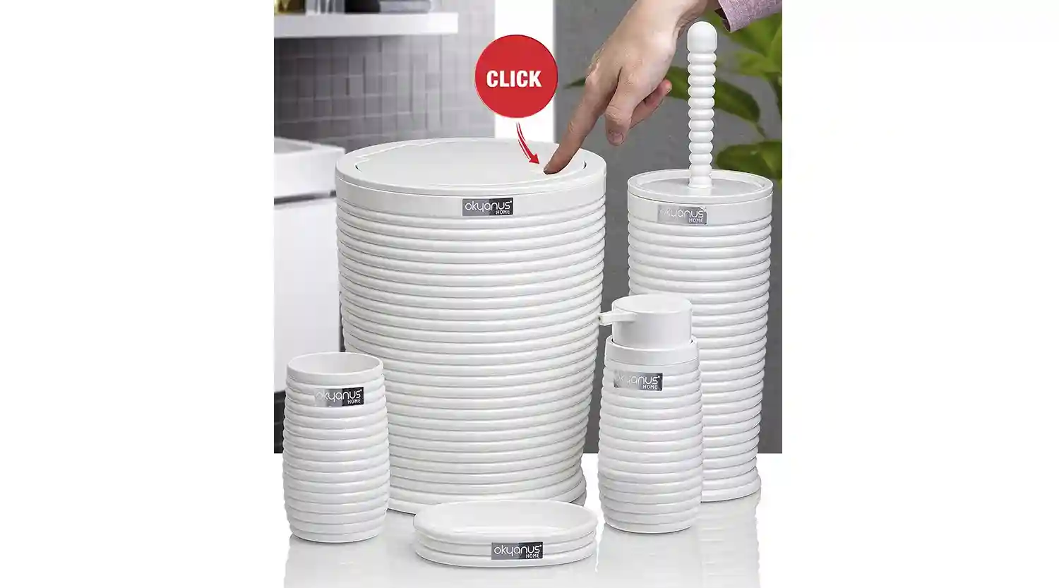 ELEGANCE 5pcs BATHROOM SET WHITE/OKY-486-B(8)