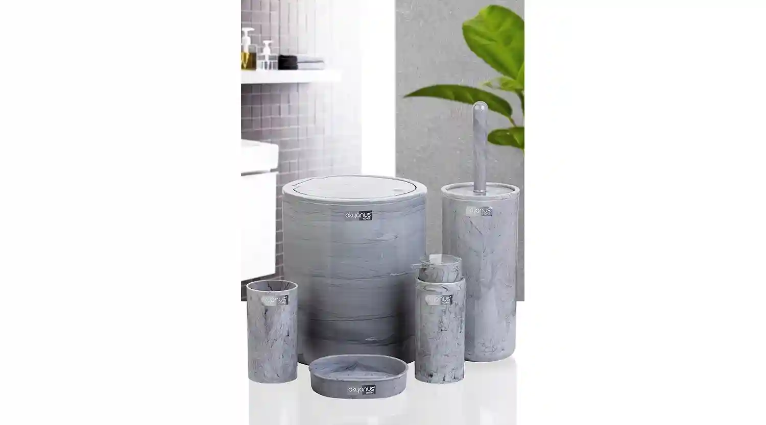 MARBLE 5pcs DESIGN ROUND BATHROOM SET/OKY-513(8)
