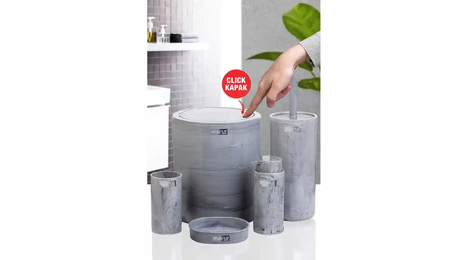 MARBLE 5pcs DESIGN ROUND BATHROOM SET/OKY-513(8)