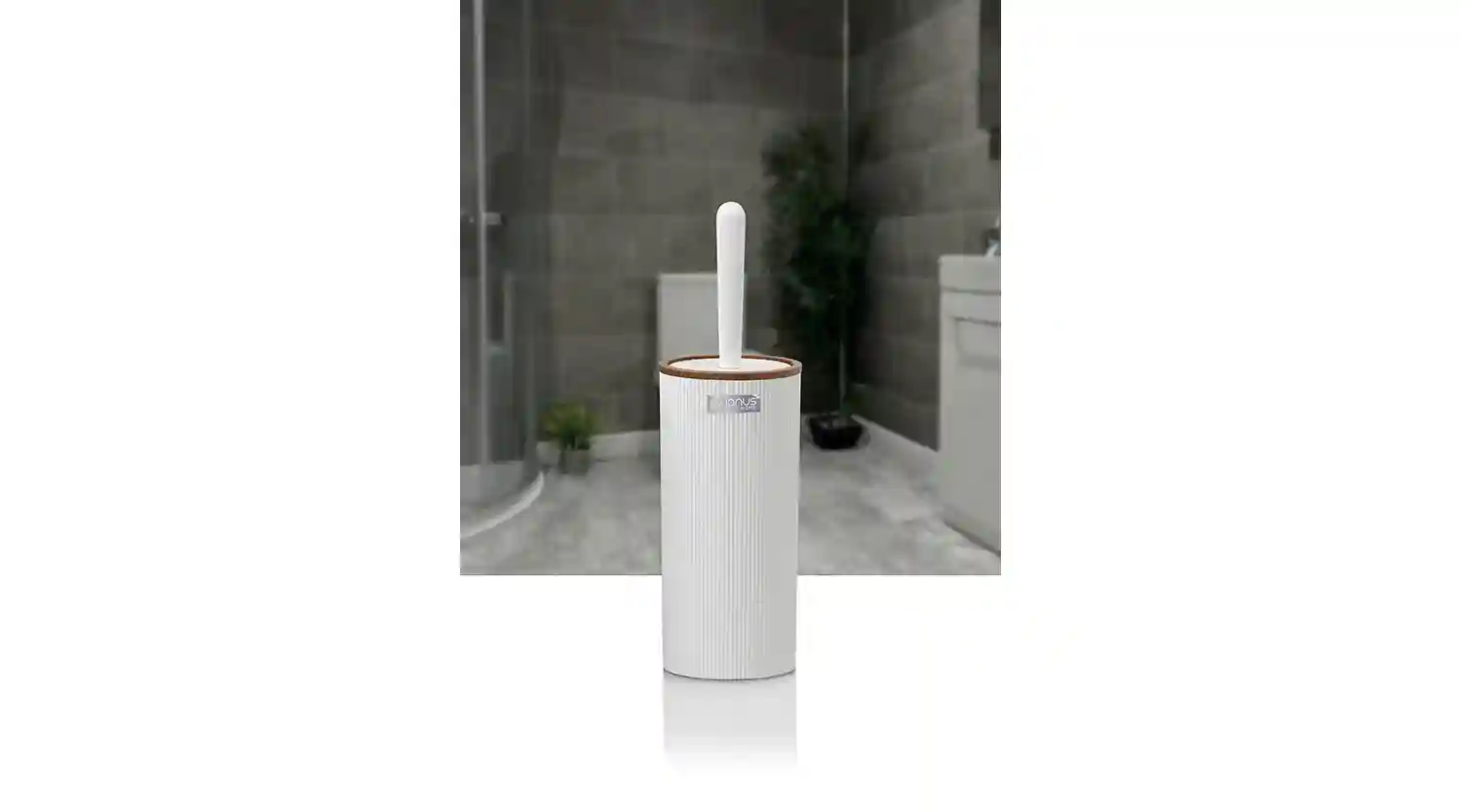 MINA STRIPED ROUND TOILET BRUSH/WOODEN/OKY-434-3(12)