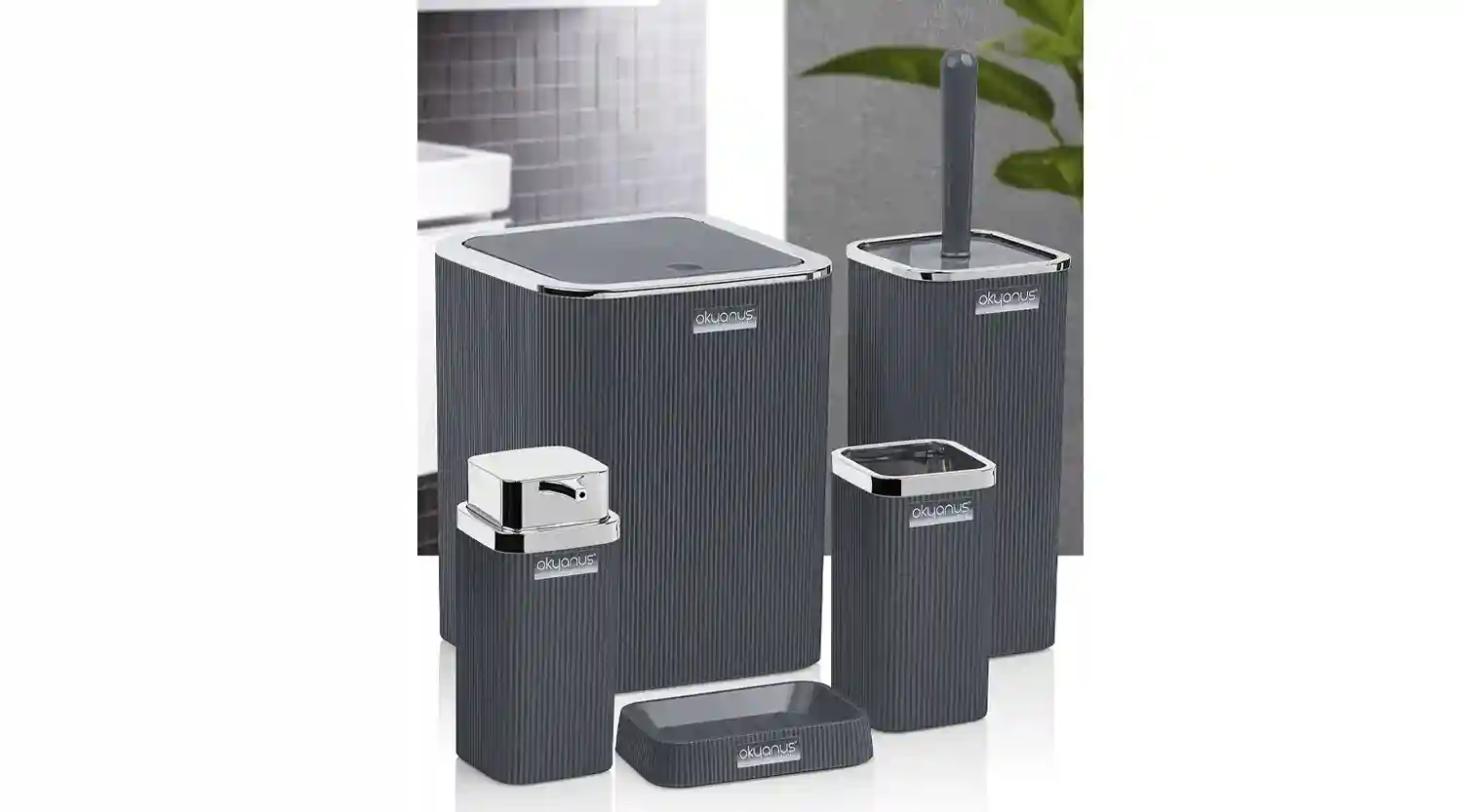 STELLA 5pcs BATHROOM SET ANTHRACITE/OKY-461-A(8)