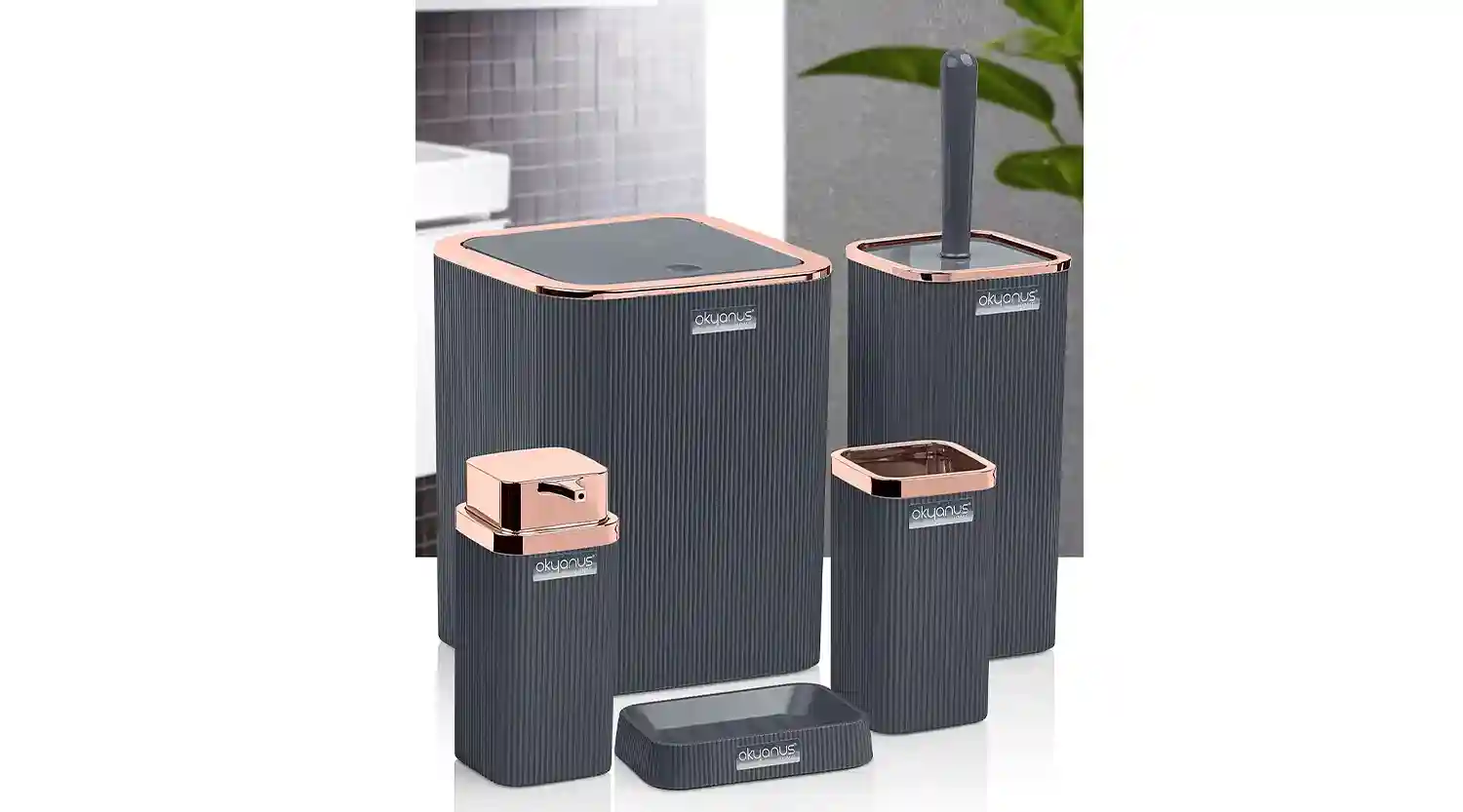 STELLA 5pcs BATHROOM SET ROSE ANTHRACITE/OKY-461-2-A(8)