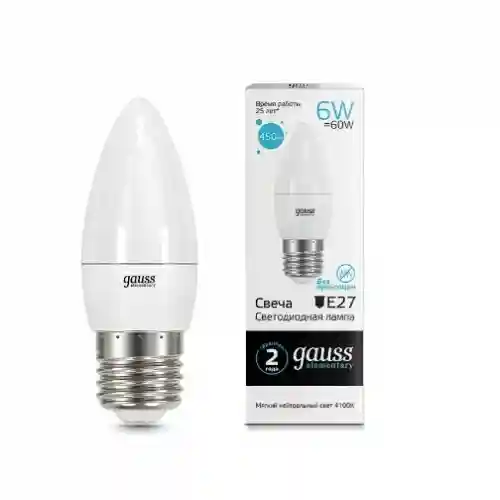 Bec LED GAUSS C37 6W E27 41K1/10/5
