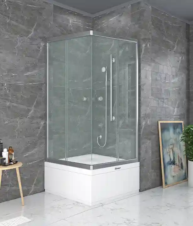 Cabina de dus Neptun Pattern fara cadita/patrat  H:190 cm 100*100 profil negru 6mm