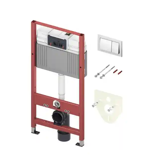 Instalatie rezervor WC in perete crom buton gri Prestige 4551