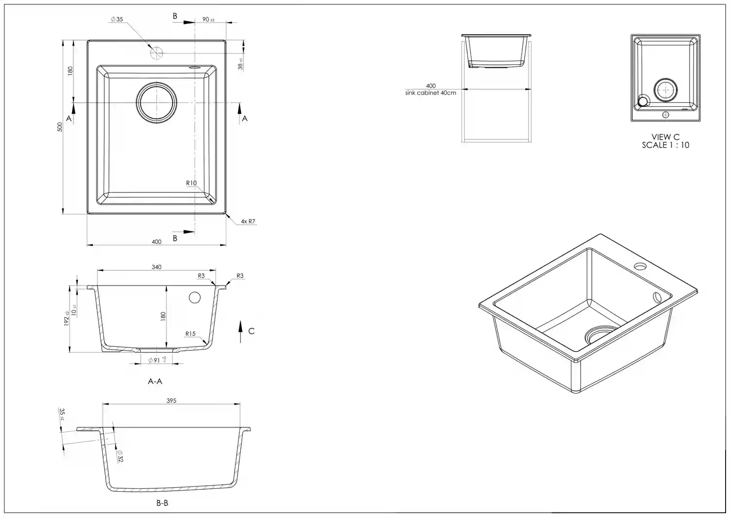 Chiuveta SanDonna VESTA400 ALB VOR57952