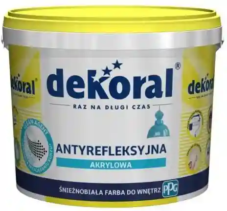 Краска акриловая интерьерная Dekoral ANTYREFLESYJNA белая как снег 10L