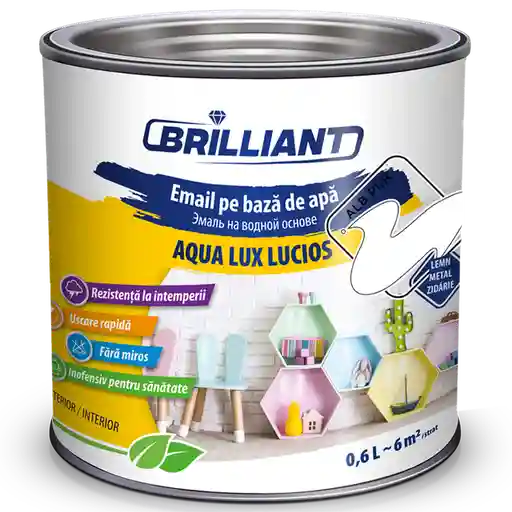 Краска эмалевая акриловая AquaLuxLucios Чистый белый 0.6L Brilliant 0100656