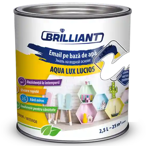 Краска эмалевая акриловая AquaLuxLucios Чистый белый 2.5L Brilliant 0100670