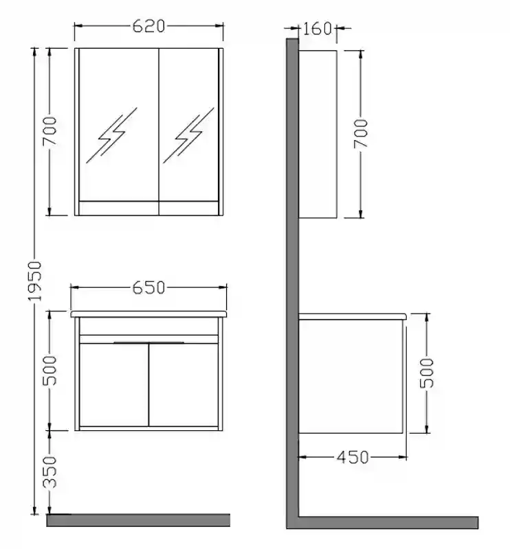 Mobilier de baie Kona Plus 65 dorado