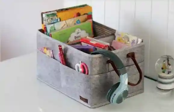 Сумка Felt Style с кожаными ручками 33Х19Х23 СМ. Серый