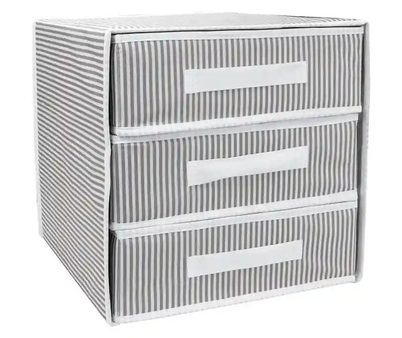 Складной ящик для хранения с 3 выдвижными ящиками 32x32x32 см Серый