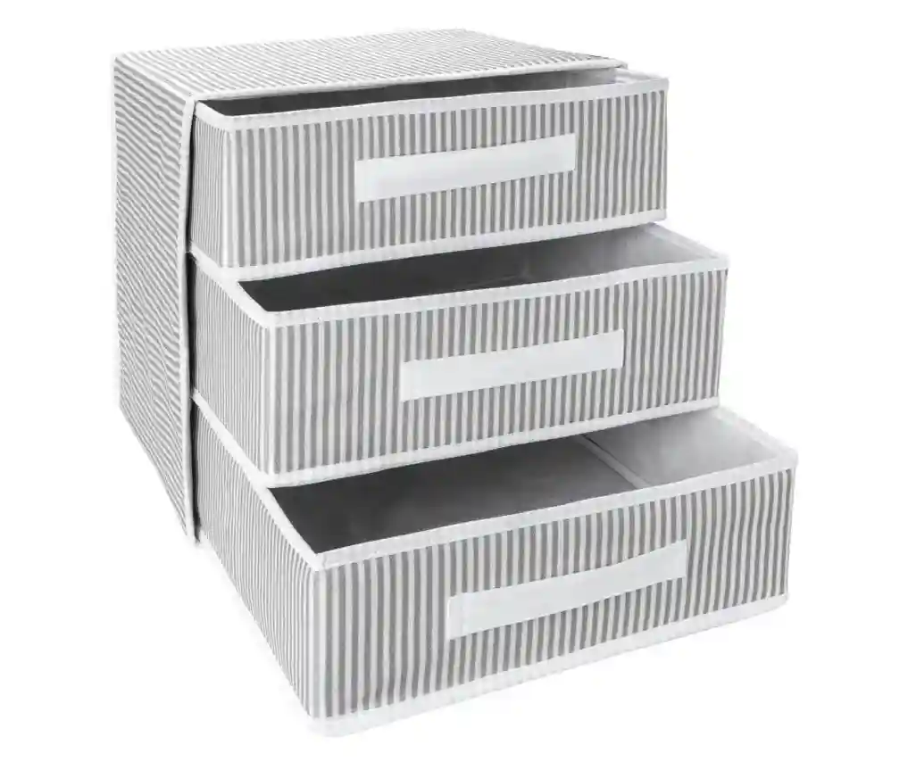 Складной ящик для хранения с 3 выдвижными ящиками 32x32x32 см Серый