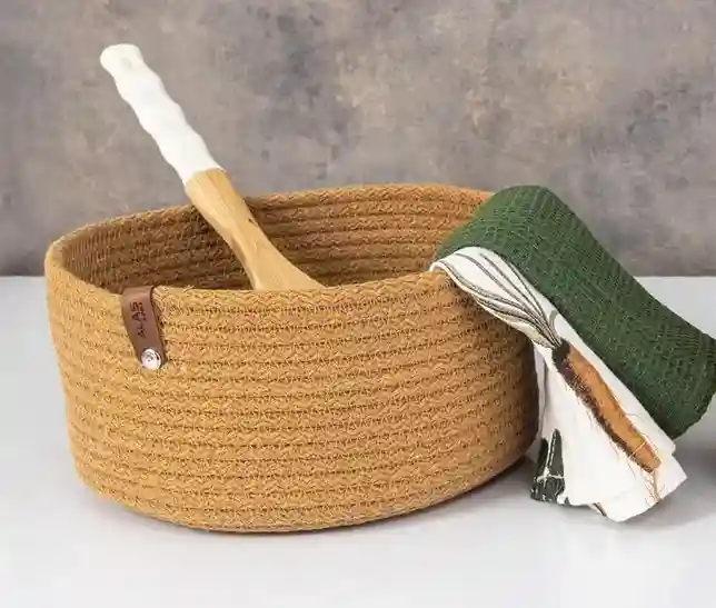 Coș oval decorativ din bumbac 35x22x18 cm