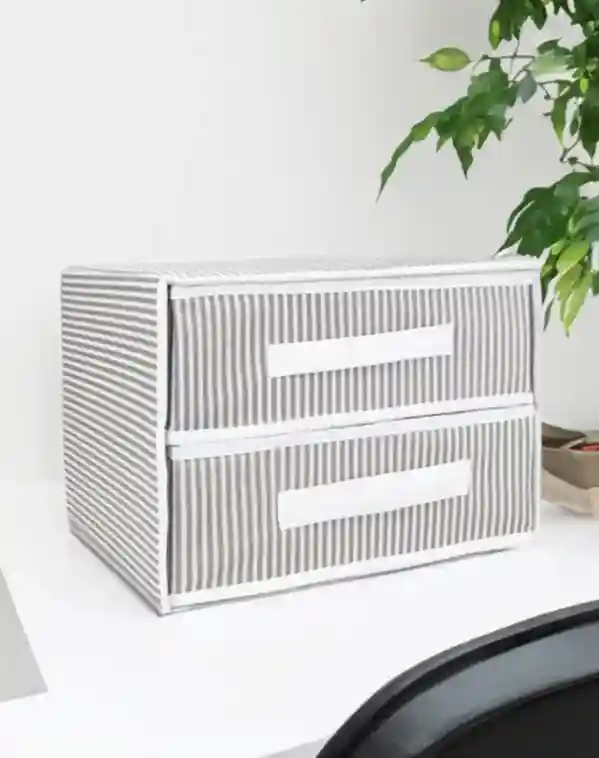 Cutie de depozitare pliabilă cu 2 sertare 31x22x30 cm Gri