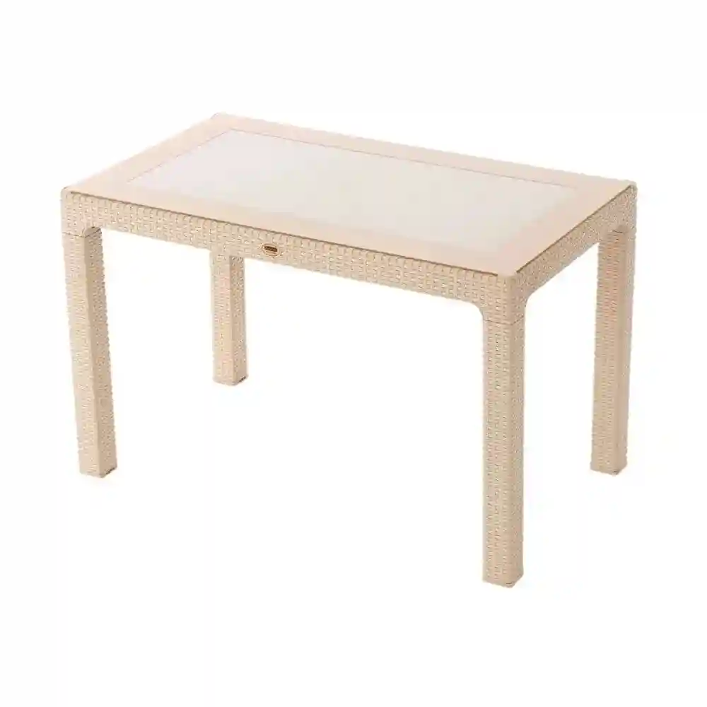 Пластиковый стол со стеклом 70х120 Капучино