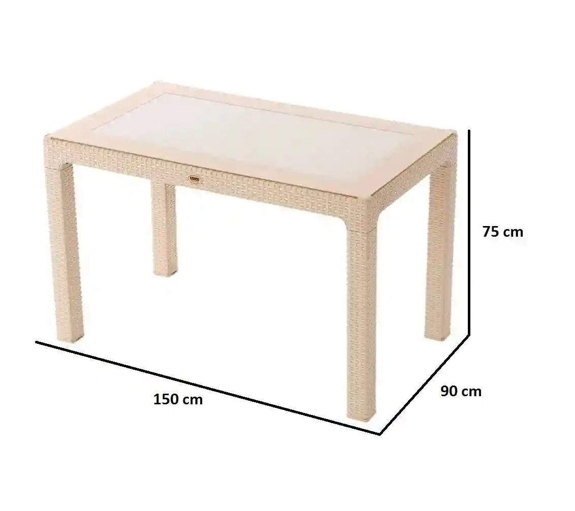 Masă din plastic cu sticlă 90x150 Cappuccino