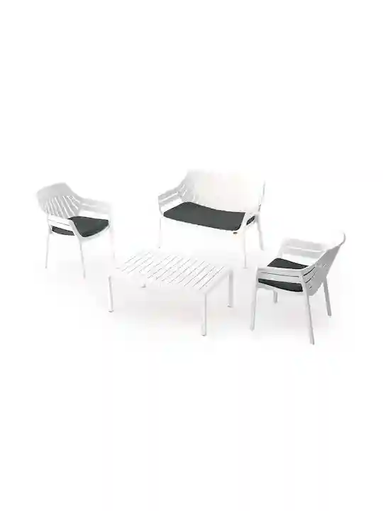 Set de mobilier de grădină HILTON 4 piese Alb