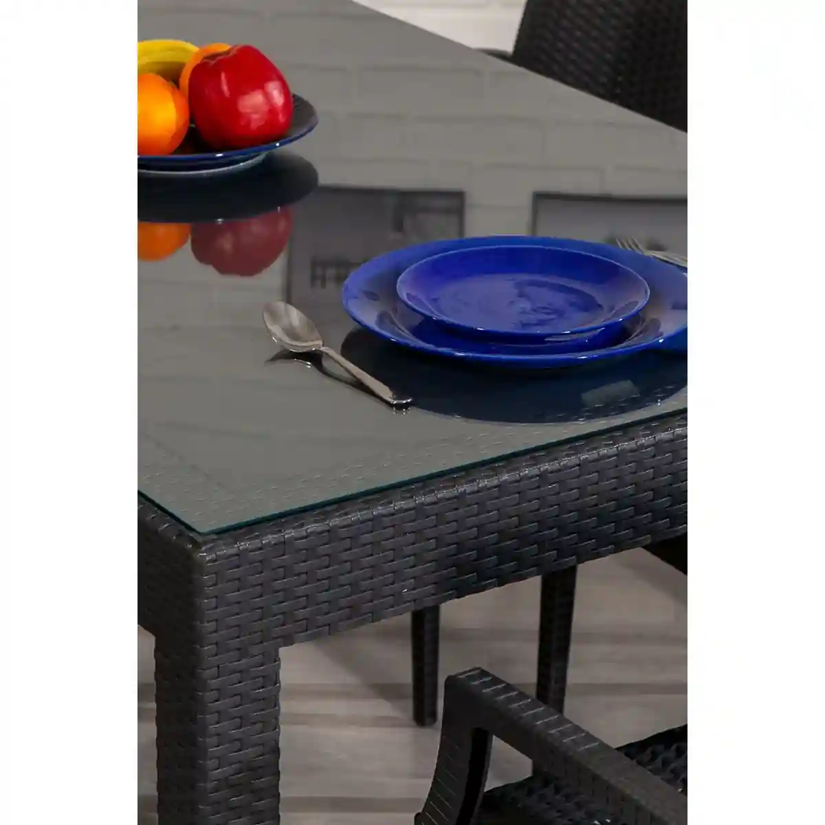 Masă din plastic cu sticlă 90x90 Maro