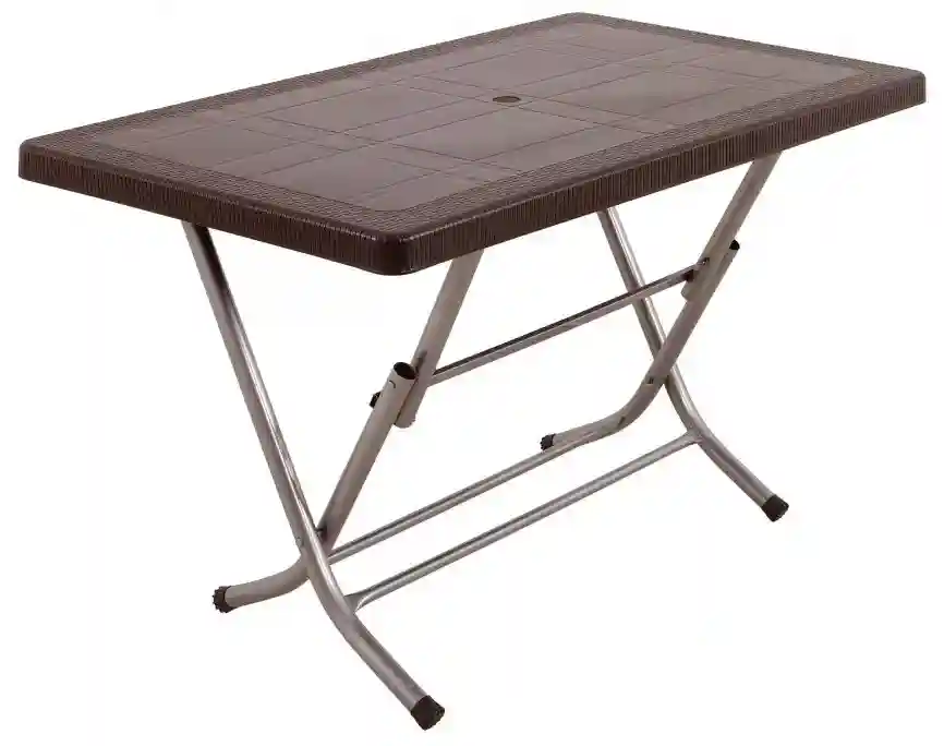 Masă din plastic cu picioare din metal RATTAN  70x120cm Maro