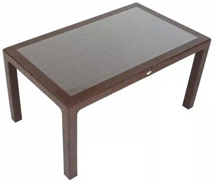 Пластиковый стол со стеклом 70х120 Коричневый