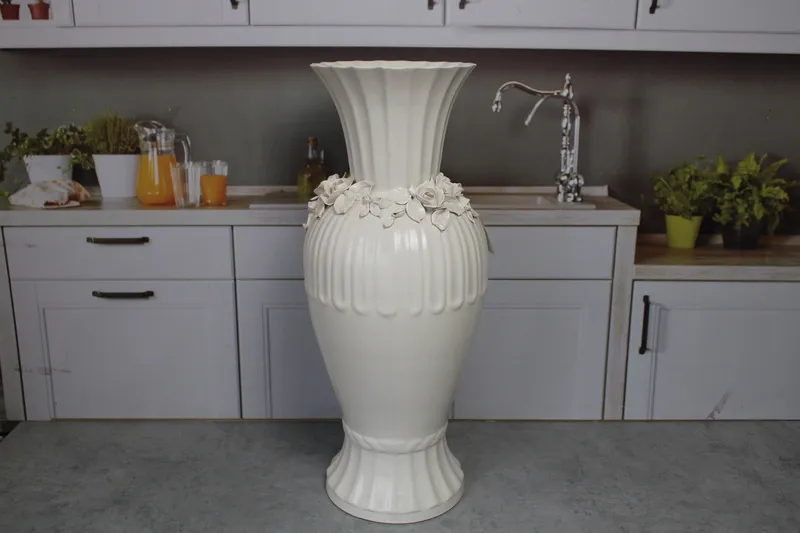 Ваза Лепка Глазурь Ромашка напольная