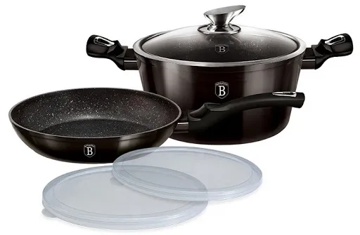 BH6616 Н/р кастрюля+ сковорода „ShinyBlack“ 1/ 2
