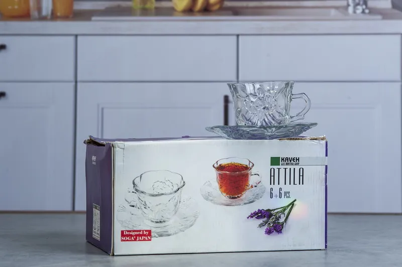 TS0387GCL Н/р чашка с блюдцем стекло 6ед. "Attila" 1/4