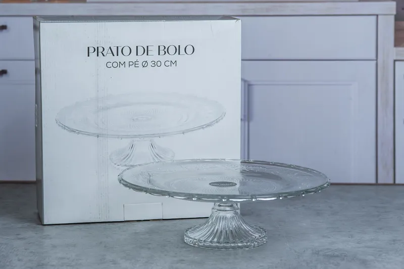 FUE082 Tortiera pe picior 30cm sticla 1/6