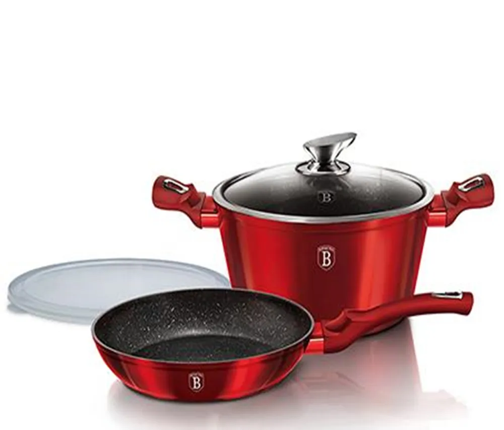 BH6779 Н/р кастрюля+ сковорода 4ед. "BurgundyML" 1/4