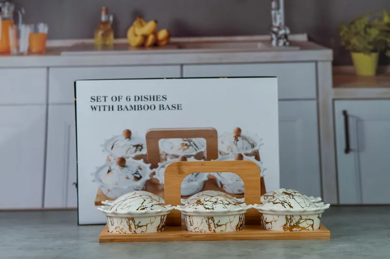 JM1160 Set 6 salatiere pe suport lemn 1/8