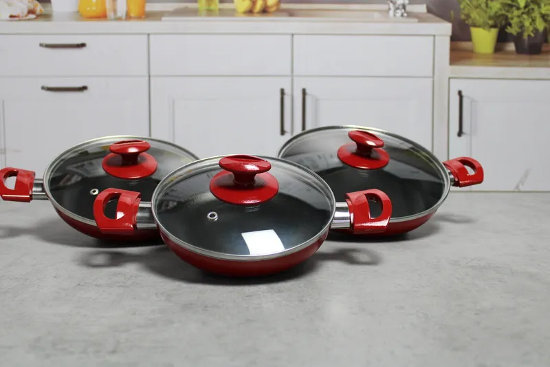 RE.EPGS.3S (18-20-22), НАБОР СКОВОРОДЫ, 3 ШТ. СО СТЕКЛЯННОЙ КРЫШКОЙ (18-20-22 СМ) 1/1