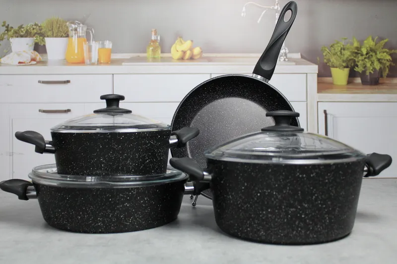 WM.SET.7 black, Н/Р 7 ПРЕДМЕТОВ: КАСТРЮЛЯ 20-24 СМ+ СОТЕЙНИК 26 СМ+ СКОВОРОДА 26 СМ. 1/1