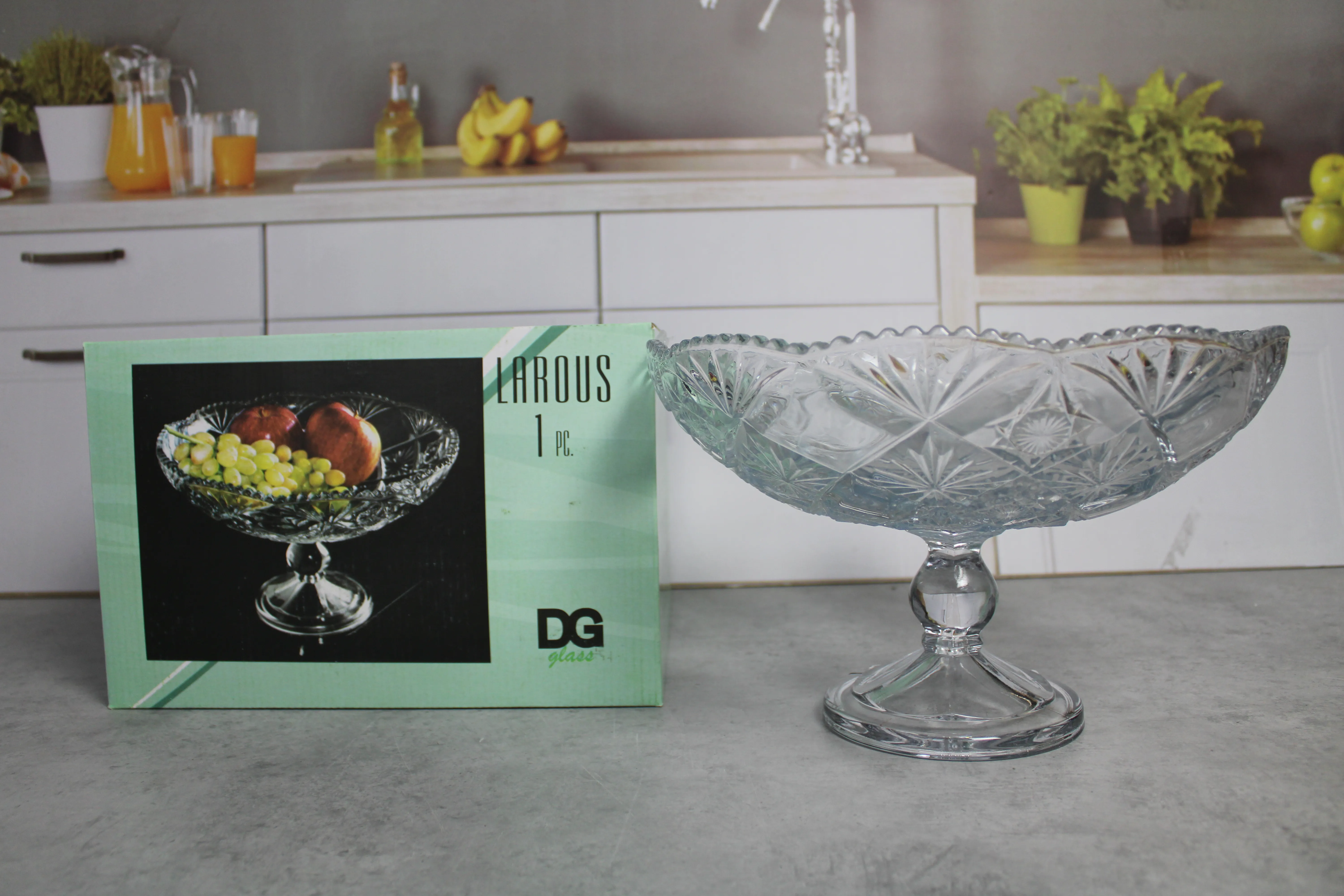 FB1111GCL Fructiera pe picior sticla "Larous" 1/2